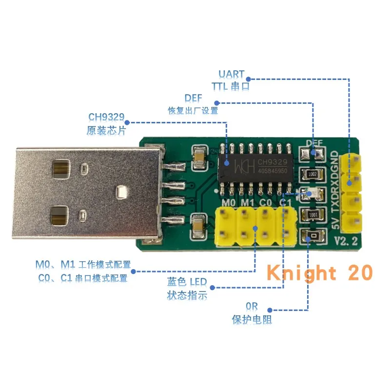 

CH9329 Module UART/TTL Serial Port to USB HID Full Keyboard and Mouse Driver-free Game Development Box