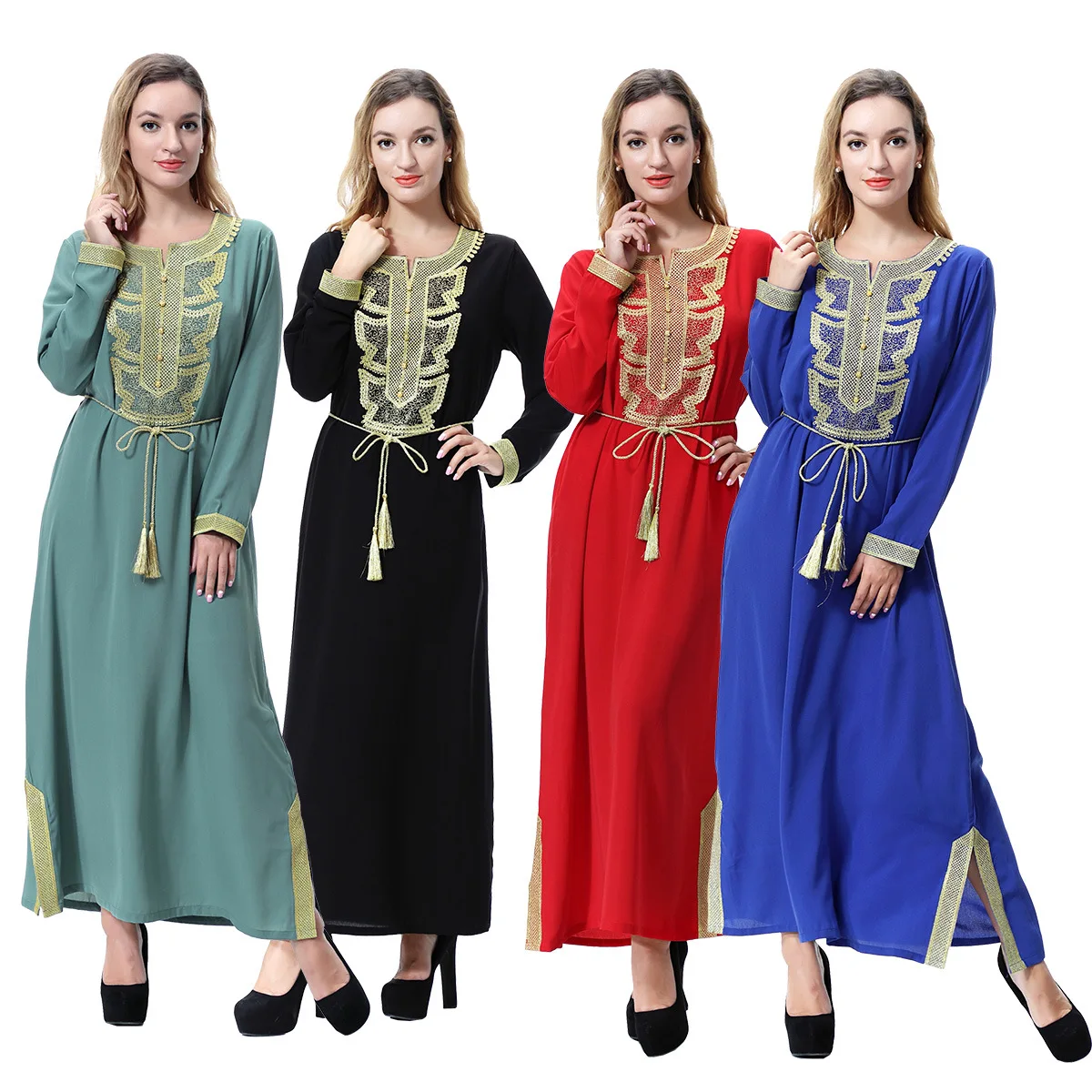 Длинное платье с аппликацией, мусульманская абайя из Дубая для женщин, саудовская одежда, марокканский кафтан Вечерние вечернее платье с ра...