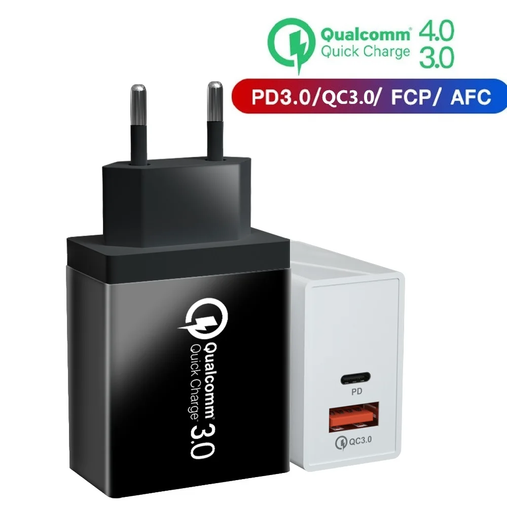 Быстрое зарядное устройство QC 3 0 двойное USB PD Turbo настенное быстрая зарядка порт