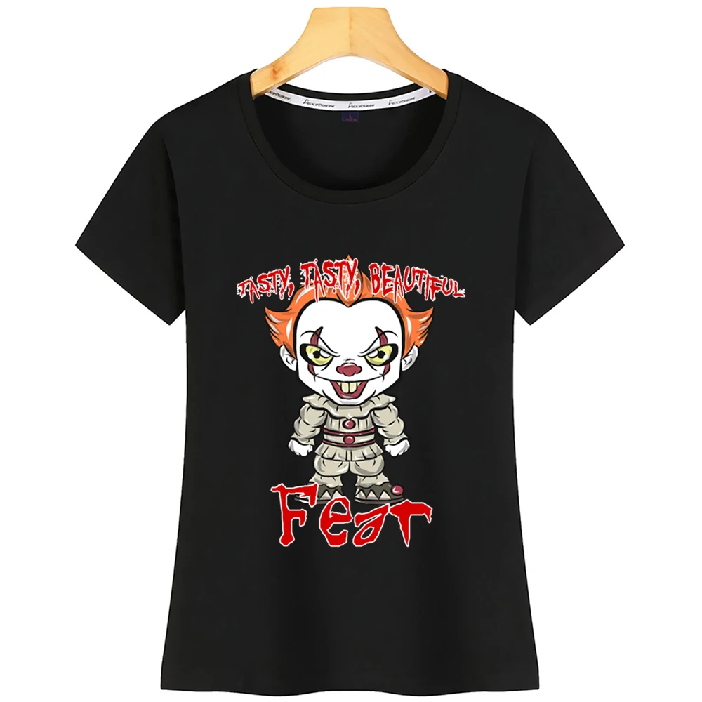 Топы футболки женские Pennywise клоун Хэллоуин сексуальные белые хлопковые