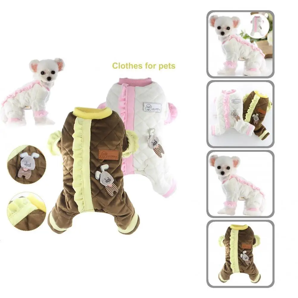 

Cute Lovely Rabbit Pattern Round Neck Cats Dog Jumpsuit Comfy Bichon Jumpsuit Thicken Pet Clothes
