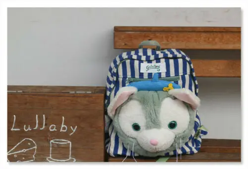 

Disney Sea Duffy Friends Gelatoni Face Plush Canvas Backpack stripe bag new