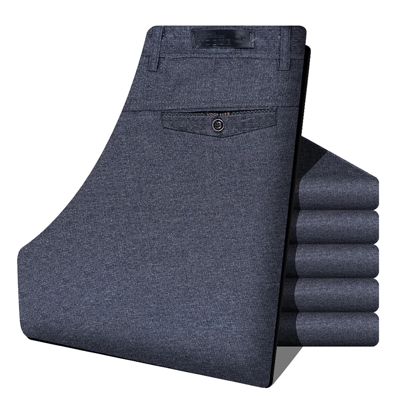 

2019 Summer Men's Smart Casual Pants Men Slim Straight Suit Pants Male Trousers Thin Smooth fabric Solid classic trousers