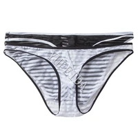 2pcslot new mens briefs nylon striped underwear sexy white mens underwear slip homme bikini briefs underpants