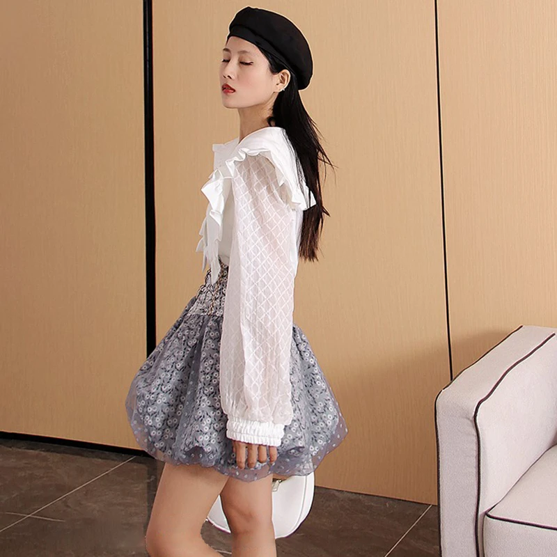 Женская винтажная мини-юбка TWOTWINSTYLE летняя юбка с высокой талией в Корейском