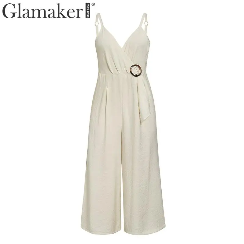 Женский комбинезон на пуговицах Glamaker хлопковые и льняные вечерние комбинезоны