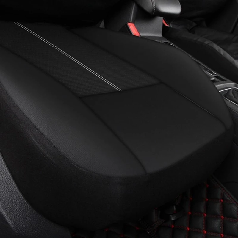 

Universal Fit 5-Seat Leather Car Seat Cover Full Set Black Protector Truck SUV Seat Cushion Mat Protector Kit