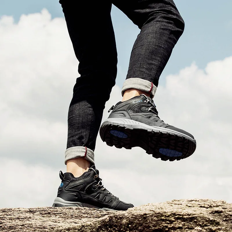 Мужские повседневные зимние теплые ботинки из натуральной кожи рабочие уличные