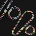 Мужской чокер из кубинской цепи, сверкающее ожерелье в стиле хип-хоп, колье золотистого и серебристого цвета на застежке с фианитом, 12 мм, Ювелирное Украшение для мужчин