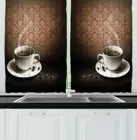 Занавеска для кофейной кухни s чашка горячего кофе на деревянный стол дамасский узор на стену романтическое винтажное произведение искусства оконная занавеска
