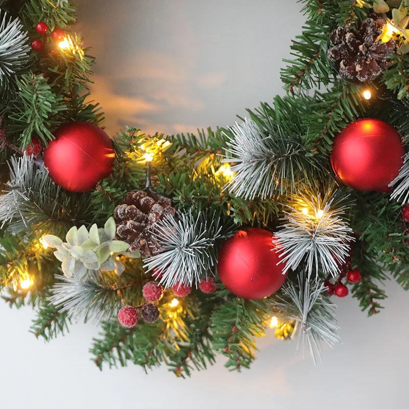 Guirnalda de Navidad con luz LED para puerta delantera, adorno colgante para fiesta en casa, 40CM-5