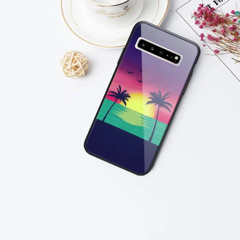

Sunset red clouds Phone Case glass For Samsung S10 S20 S9 Plus s6 7 edge Note9 10 Luxury brand