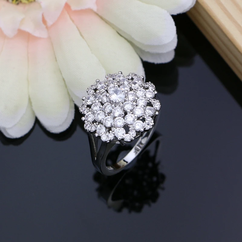 Натуральный кубический цирконий бусины 925 серебро ювелирные наборы свадебные