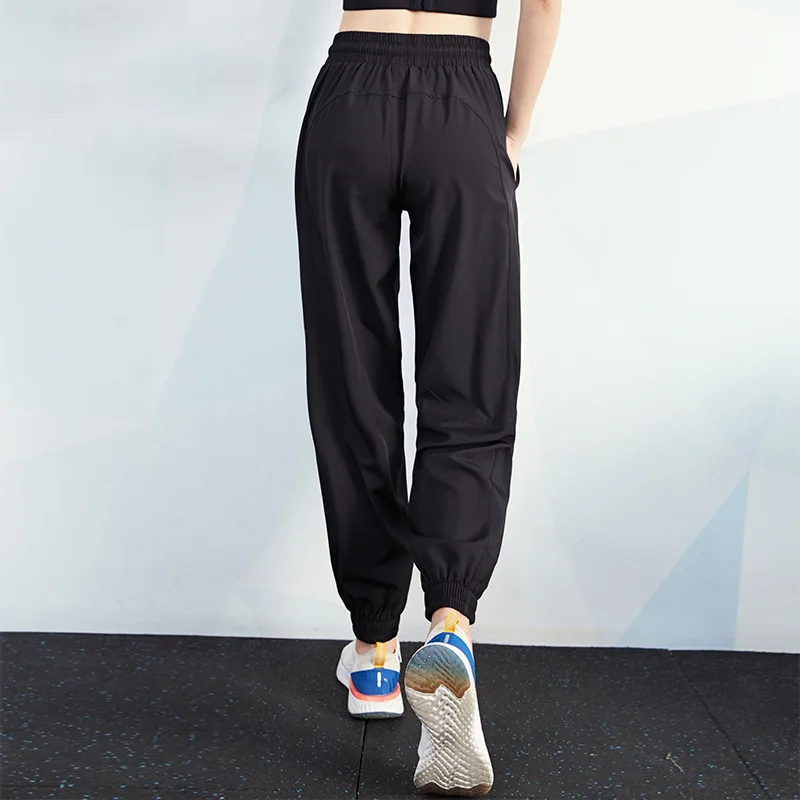 Женские спортивные штаны с высокой талией свободные однотонные брюки для бега