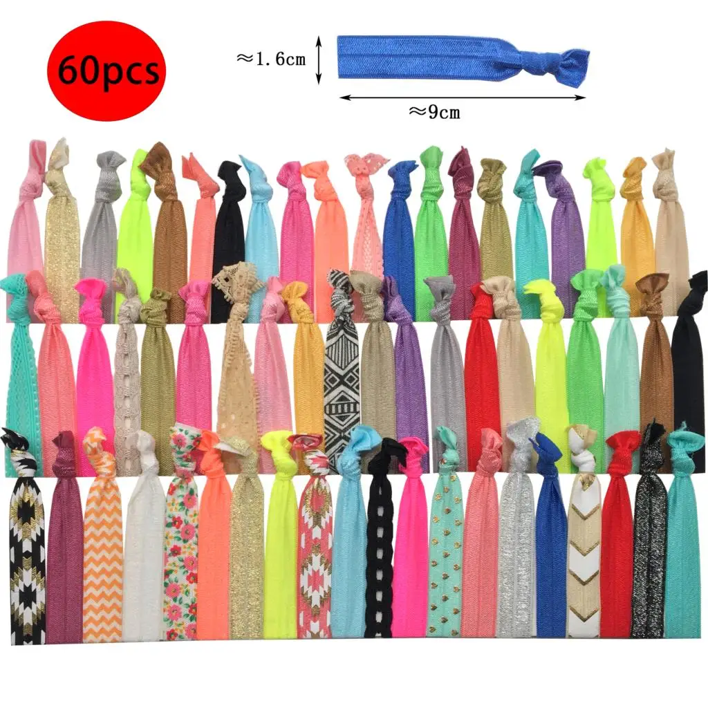 ZD001-60PCS 30 шт./60 шт./партия женские модные резинки для волос ярких цветов с принтом в Корейском стиле без коробки - Цвет: ZD001-60PCS