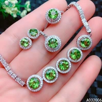 kjjeaxcmy fine jewelry 925 sterling silver natural peridot earrings ring pendant bracelet luxury ladies suit support testing