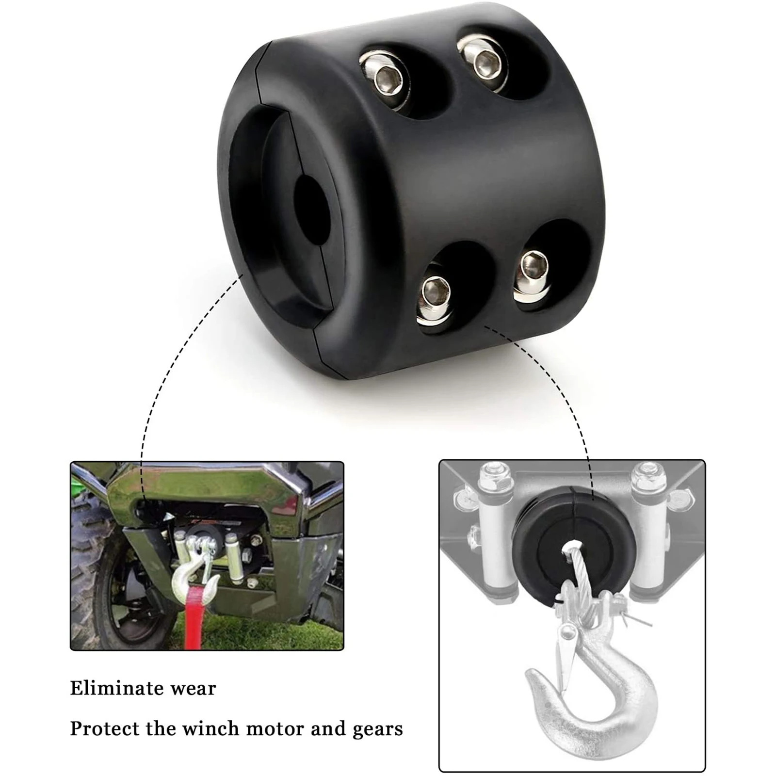 

For ATV UTV Polaris RZR Can-am X3 Yamaha Honda Heavy Duty Rope Hook Winch Stopper Cable Line Saver Universal Rubber Waterproof