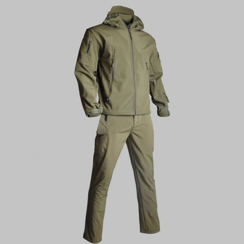 02 TAD Tactical Softshell Sharkskin охотничья одежда куртка+ брюки Водонепроницаемый Открытый Кемпинг походные спортивные костюмы 12 цветов - Цвет: 02