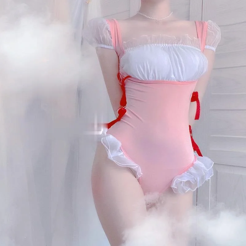 

Beautiful Girl Sexy Costumes School Girls Cosplay Exotic Apparel for Women Short Sleeves Bodysuit Adorable Swimsuit Maid Outfit