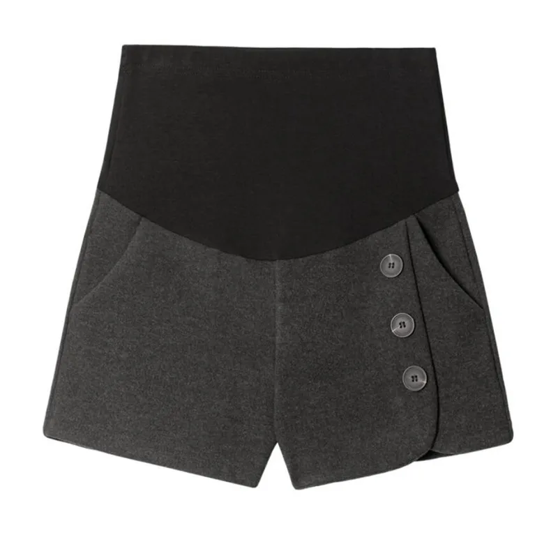 

Winter Thick Warm Woolen Maternity Shorts Wide Leg Loose Belly Shorts Clothes for Pregnant Women Pregnancy Casual Bootcuts