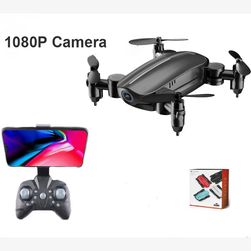 1080P Camera Black RC Мини Квадрокоптер с wifi FPV складной Дрон самолет с камерой HD RC Дрон воздушный четырехосевой вертолет микро карманные игрушки - Цвет: 1080P Camera Black