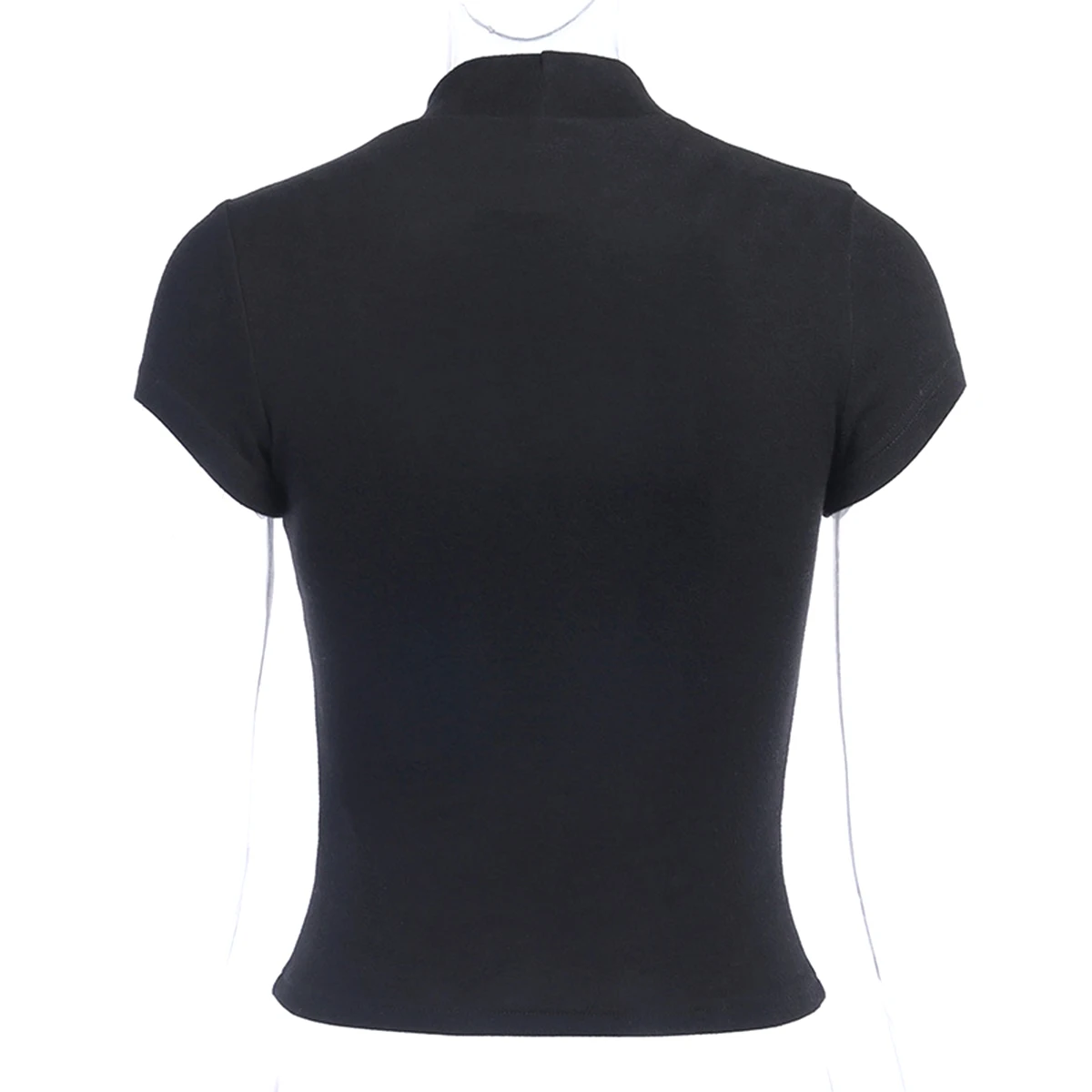 

Women Hollow-out T-shirt Short Sleeve Round Neck Top Summer Tight Solid Color Pullover