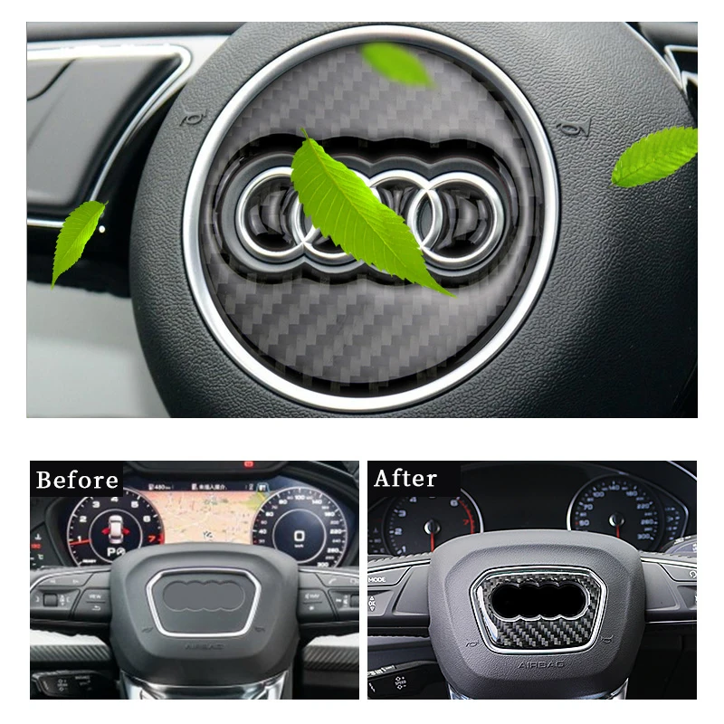 Для Audi A1 A3 A5 A4 A6 A7 A8 S3 S4 S5 S6 S7 Q3 Q5 Q7 TT углеродное волокно руль эмблема 3D автомобиля наклейки Средства для укладки волос