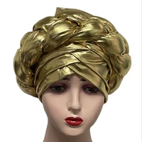 african handmade auto gele ics silk elegant big flowers scarfs inner hijab cap islamic turban hats headwrap for lady head wear