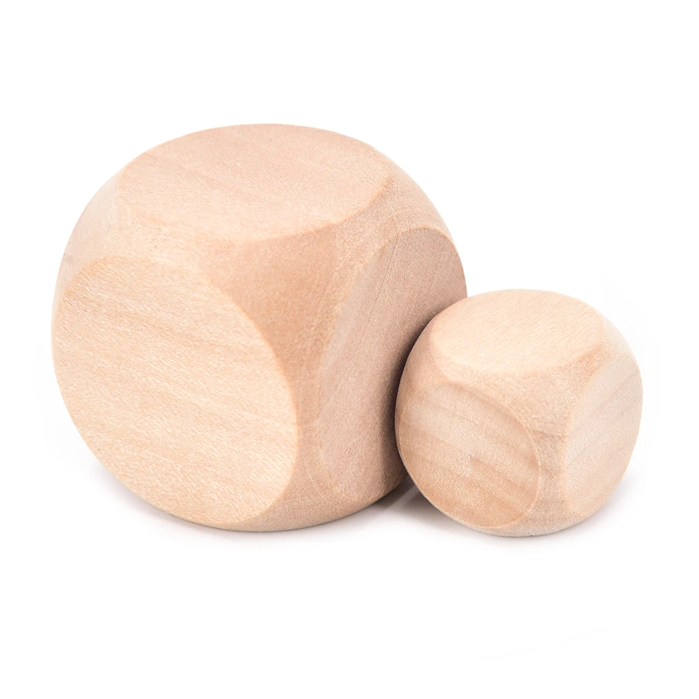 

6 Sided Dice Wood Dice Blank Faces For Printing Engraving Kid Toys Game 18mm 20mm 25mm 30mm Entertainment Game Dice