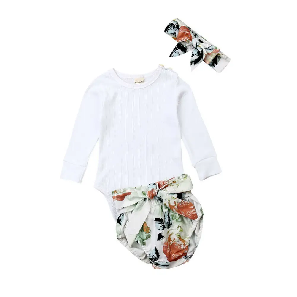 2019 г. Новая осенняя одежда для новорожденных девочек из 3 предметов топ с длинными