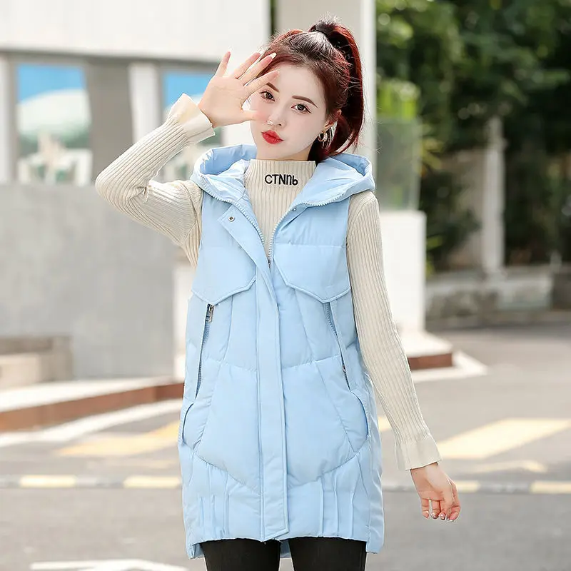 Осень-зима 2021 женский жилет без рукавов толстые теплые пуховые пальто с