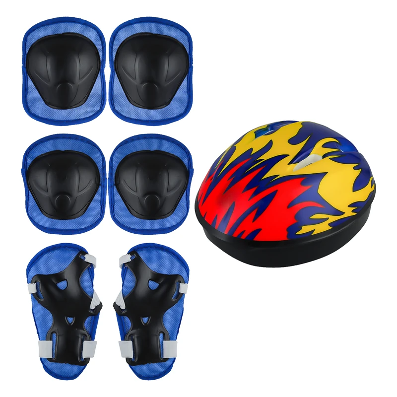 

7Pcs/set Cycling Protective Gear Bicycle Helmet Skating Knee Wrist Guard Sports Roller Children Elbow Pad Adjustable Kids Gift