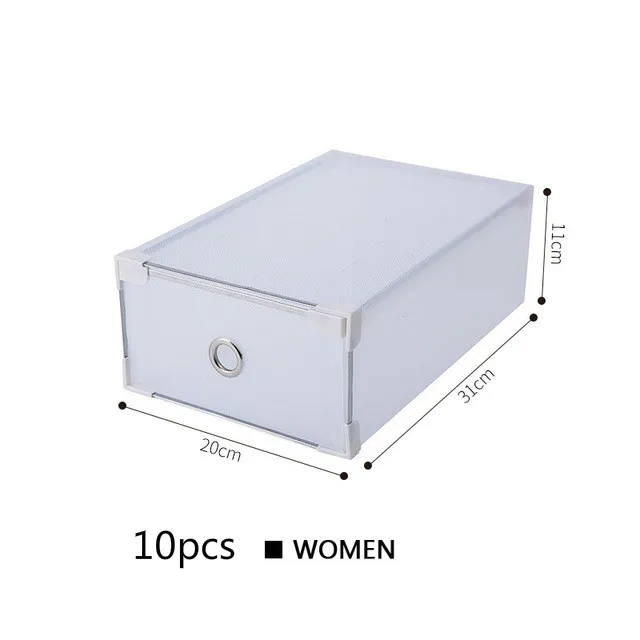 Women-10pcs Толстая пластиковая коробка для обуви, полупрозрачные ящики для хранения, Пыленепроницаемая комбинация ящиков, коробки для хранения, органайзер для обуви для мужчин и женщин - Цвет: Women-10pcs
