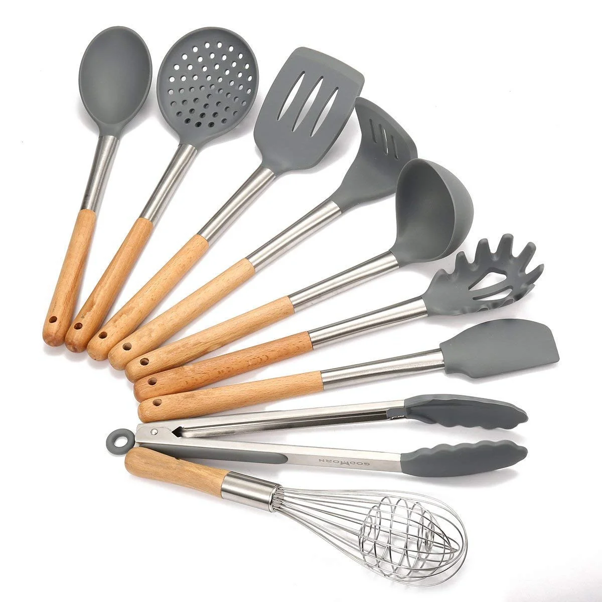 6-pcs Кухня инструменты набор для кухни 9pcs-силиконовый кухонный набор аксессуары наборы Кухонных Приспособлений инструменты из нержавеющей стали и деревянная антипригарная лопатка для посуды - Цвет: 6-pcs