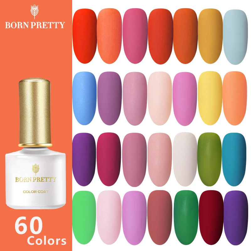 

BORN PRETTY 60 Colors Nail Color Gel Nail Polish Matte Series 6ml Soak Off UV Gel Varnish Base Coat Top Coat Needed