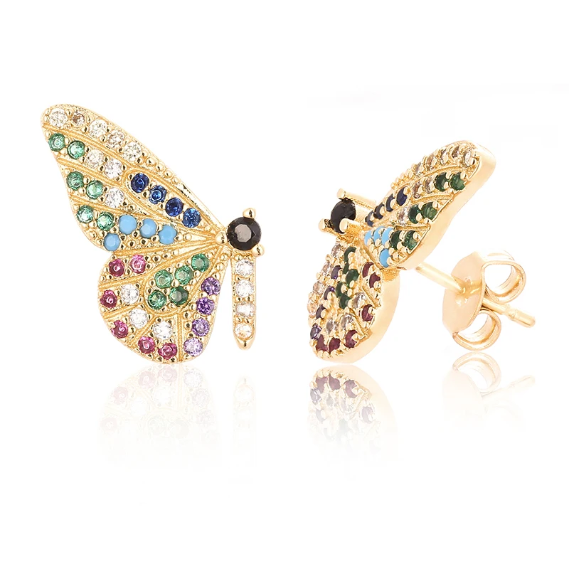 Женские серьги гвоздики в форме бабочки рыба ЗМЕЯ ЗОЛОТЫЕ СЕРЬГИ с маленьким