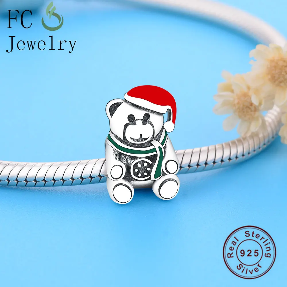 Подвеска для браслета из серебра 925 пробы с эмалированным медведем|Бусины| |