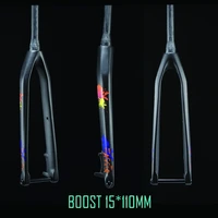 29er full carbon tapered mtb bicycle fork top 1 12 down 1 18 mountain bike rigid forks axle thru boost 15x110mm 680g