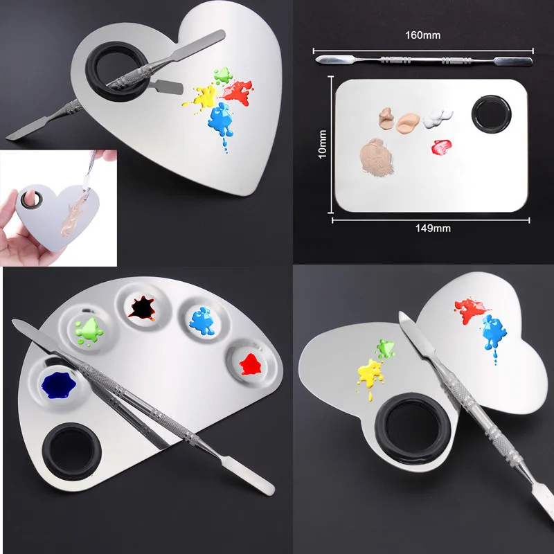 Смешивающая палитра из нержавеющей стали лак для ногтей смешивающая пластина