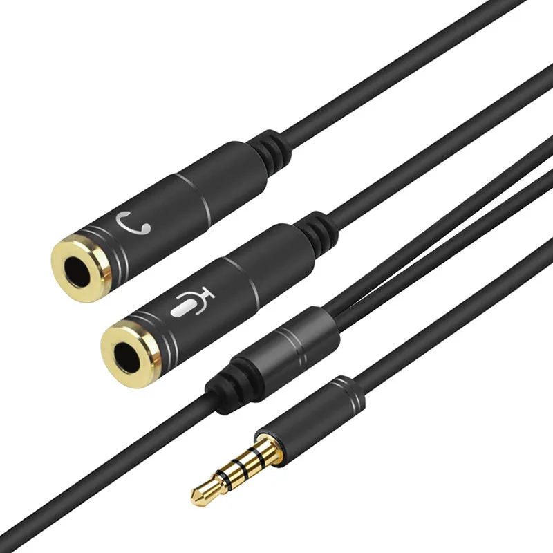

1 Male To 2 Female 3.5mm Mic Headphone Splitter Audio Cable Jack Mic Audio Y Splitter Aux Extension Adapter Cable Cord for PC