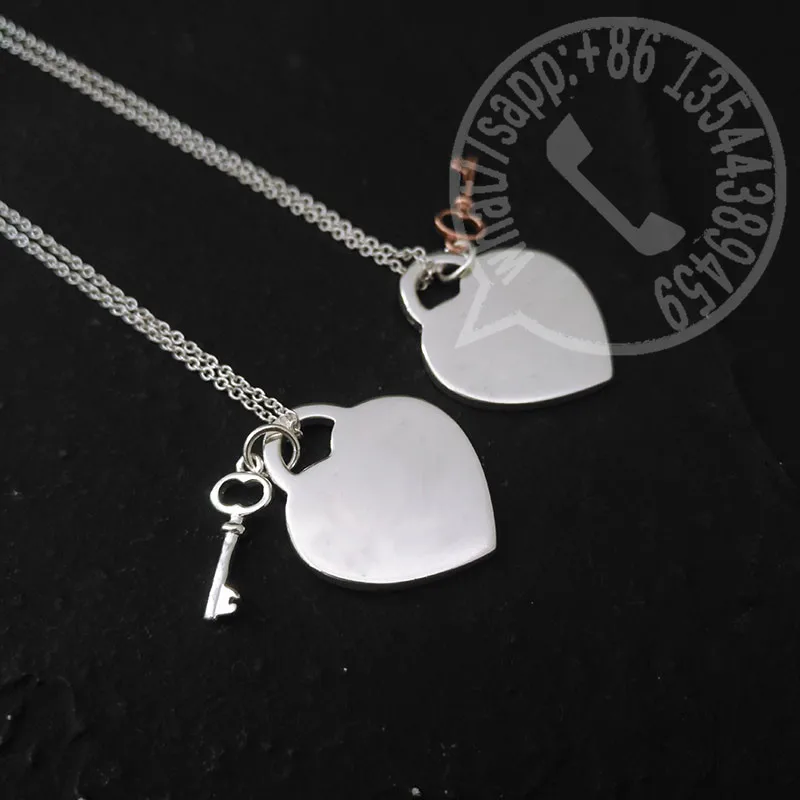 hot sale fashtion classic s925 sterling silver heart shaped silver key pendant necklace for women luxury brand jewelry fine gift free global shipping