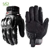 wosawe windproof wearable sports motorcycle gloves pu leather non slip full finger touch screen off road mtb motocross gloves