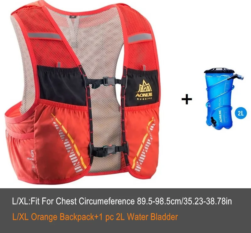 Orange-L-Set A AONIJIE C933 5L Открытый Спорт бег рюкзак марафон Trail Running жилет гидратации пакет для 2L вода сумка Велоспорт Пеший Туризм Сумка - Цвет: Orange-L-Set A