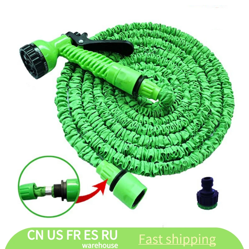 Растягивающийся водяной шланг с распылителем магический гибкий садовый 25-250