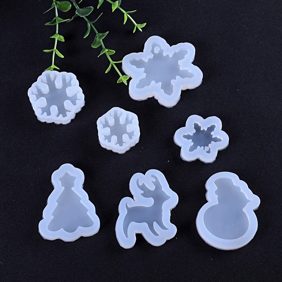 Рождественские украшения елка и снеговик форма снежинки эпоксидная смола