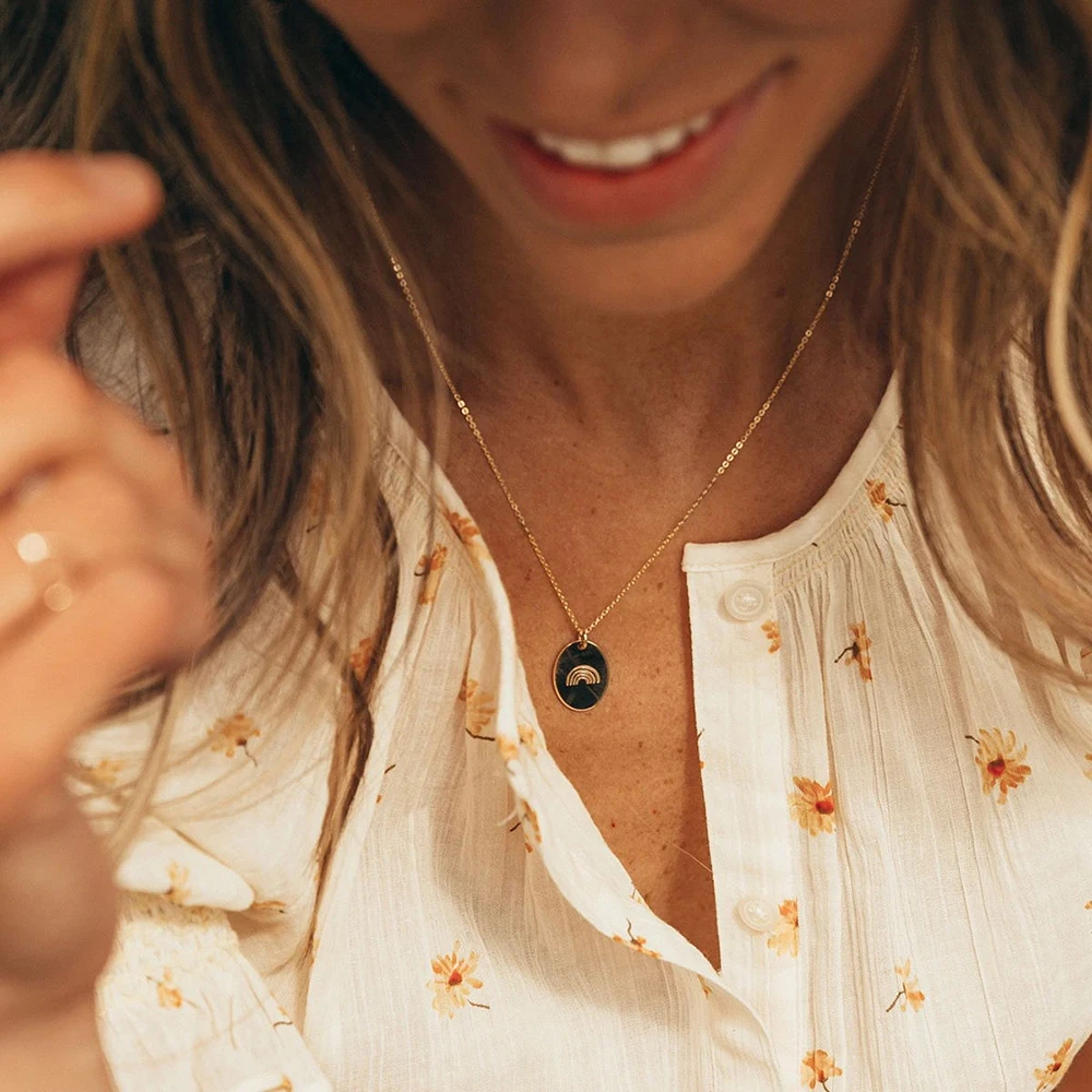 Оптовая продажа ювелирные изделия на заказ овальное Радужное ожерелье с