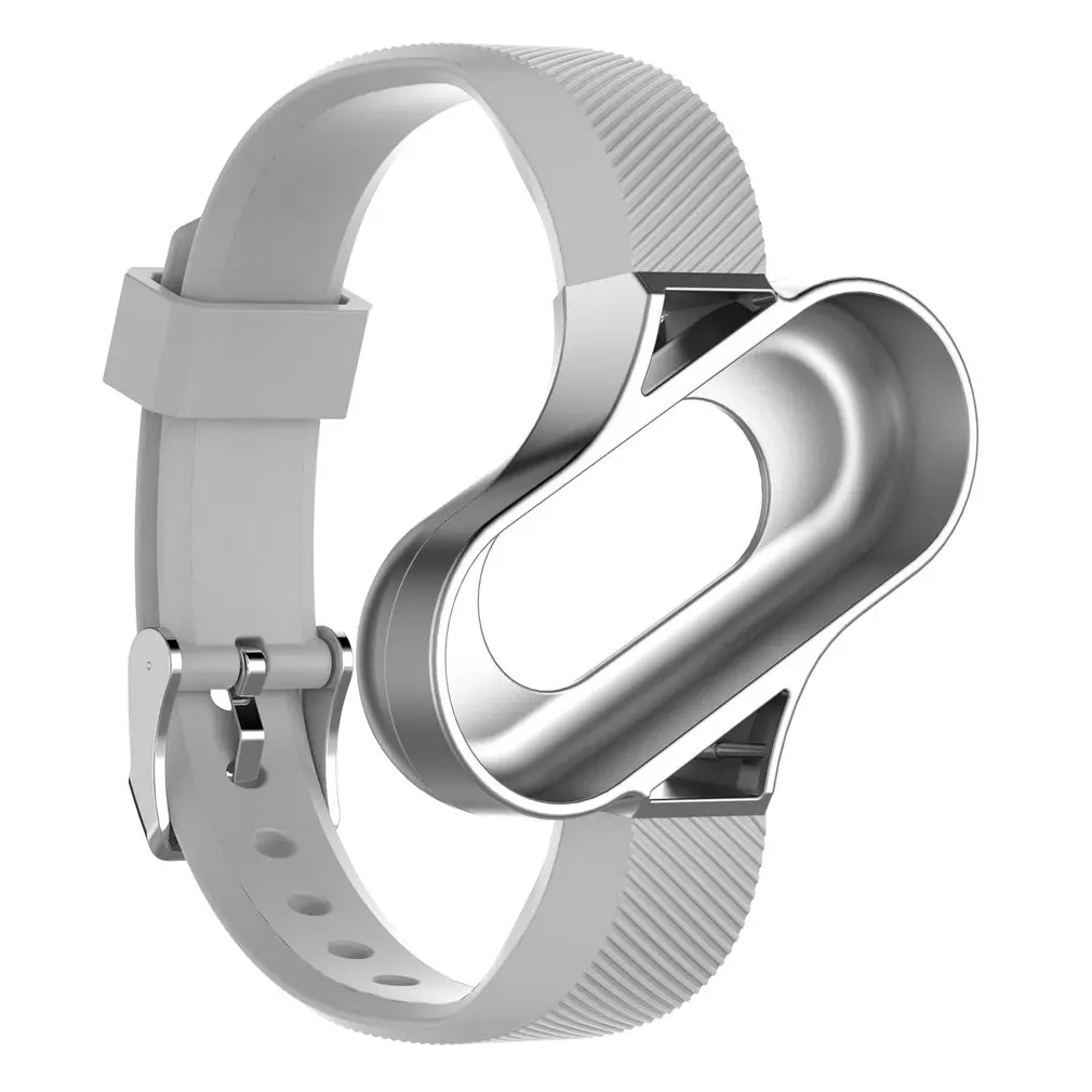 Серебристый Сменный металлический ремешок для Xiaomi Mi Band 4 3 Браслет спортивный Смарт Браслет ремешок смарт-кольцо для Xiaomi Mi Band 4 3 - Цвет: Серебристый