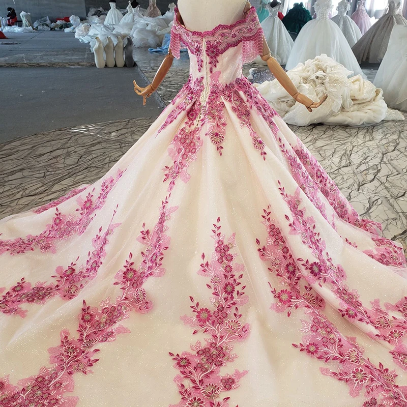 LS20478 Pink Applique Printed Evening Dress 2021year Tassel Beading Short Sleeve Backless Women Prom Party Gown платье длинное