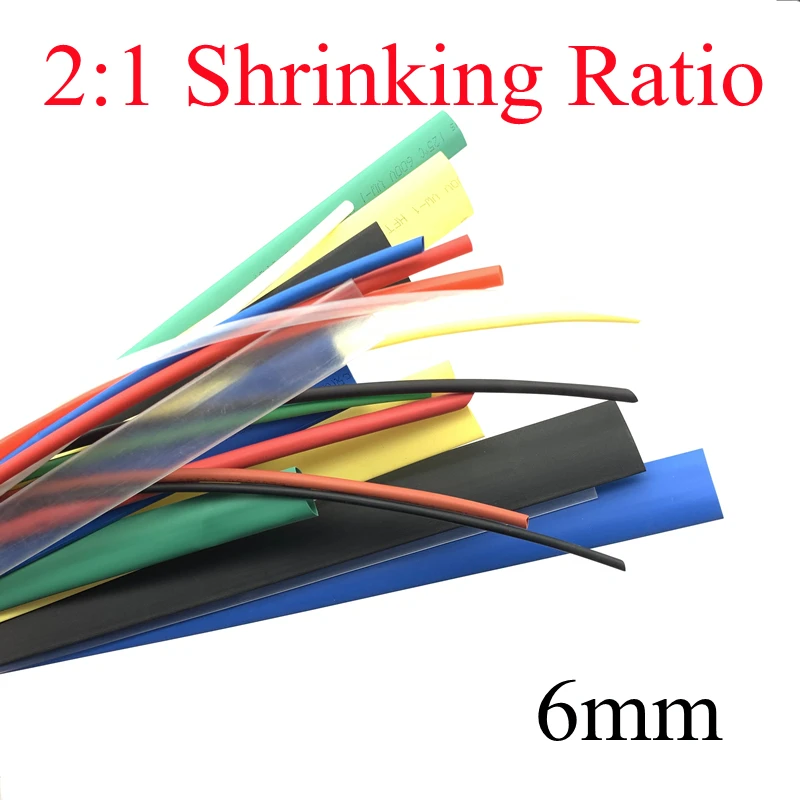 

1Meter Dia 6mm Heat Shrink Tube Insulated Polyolefin 2:1 Shrinkage Ratio Wire Wrap Connector Line Repair 600V Cable Sleeve