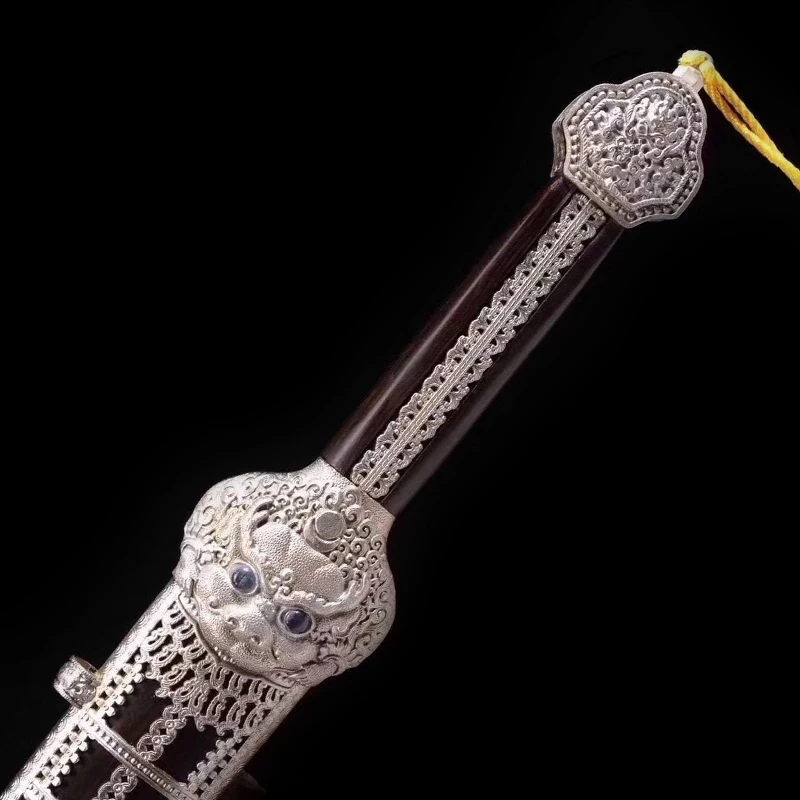Handmade Folded Steel Chinese QingMing Dynasty Sword white copper fittings Long straight Wide blade sword sharp Daming yongle
